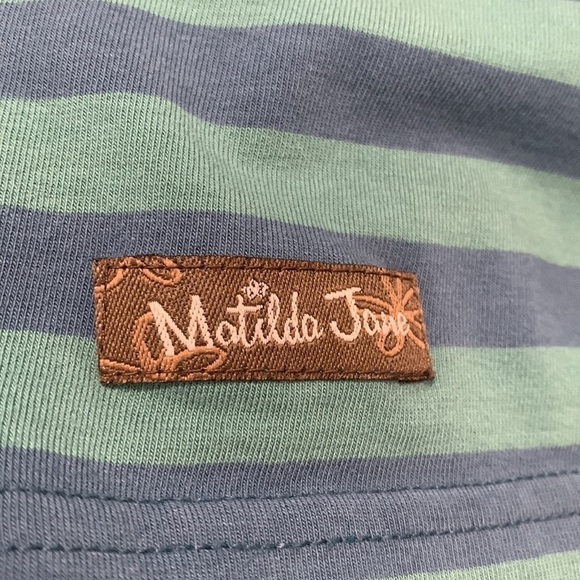 Matilda Jane Green Blue Stripe Long Sleeve Stretch Mini Dress - Picture 3 of 4